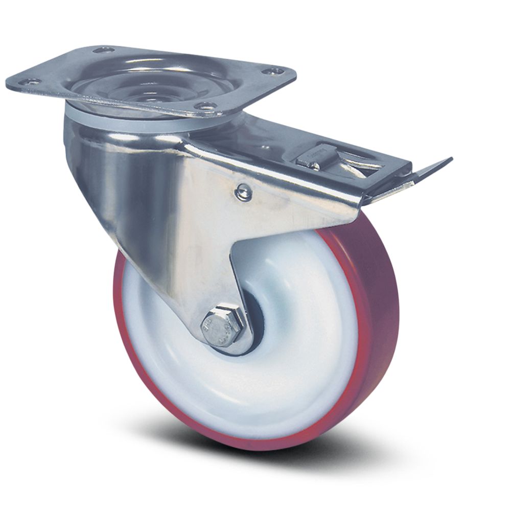 Tente Braked Swivel Castor Wheel, 200kg Capacity, 125mm Wheel