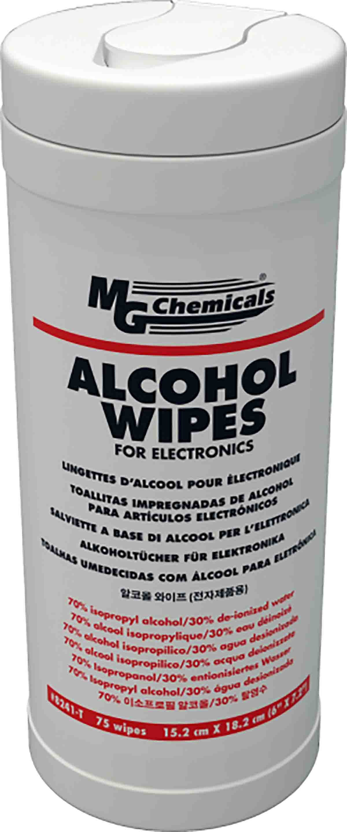 MG Chemicals Wet Isopropanol Wipes, Tub of 75, 152 x 178mm