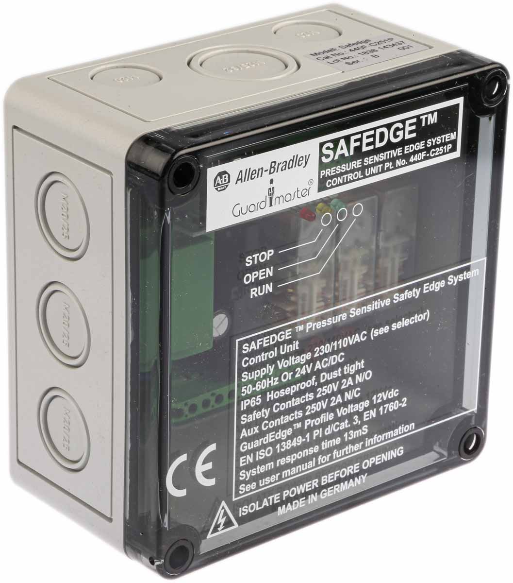 Allen Bradley Safedge 440F 1 Auxiliary Contacts Safety Relay 24 → 230V ac/dc, Dual-Channel 2 Safety Contacts