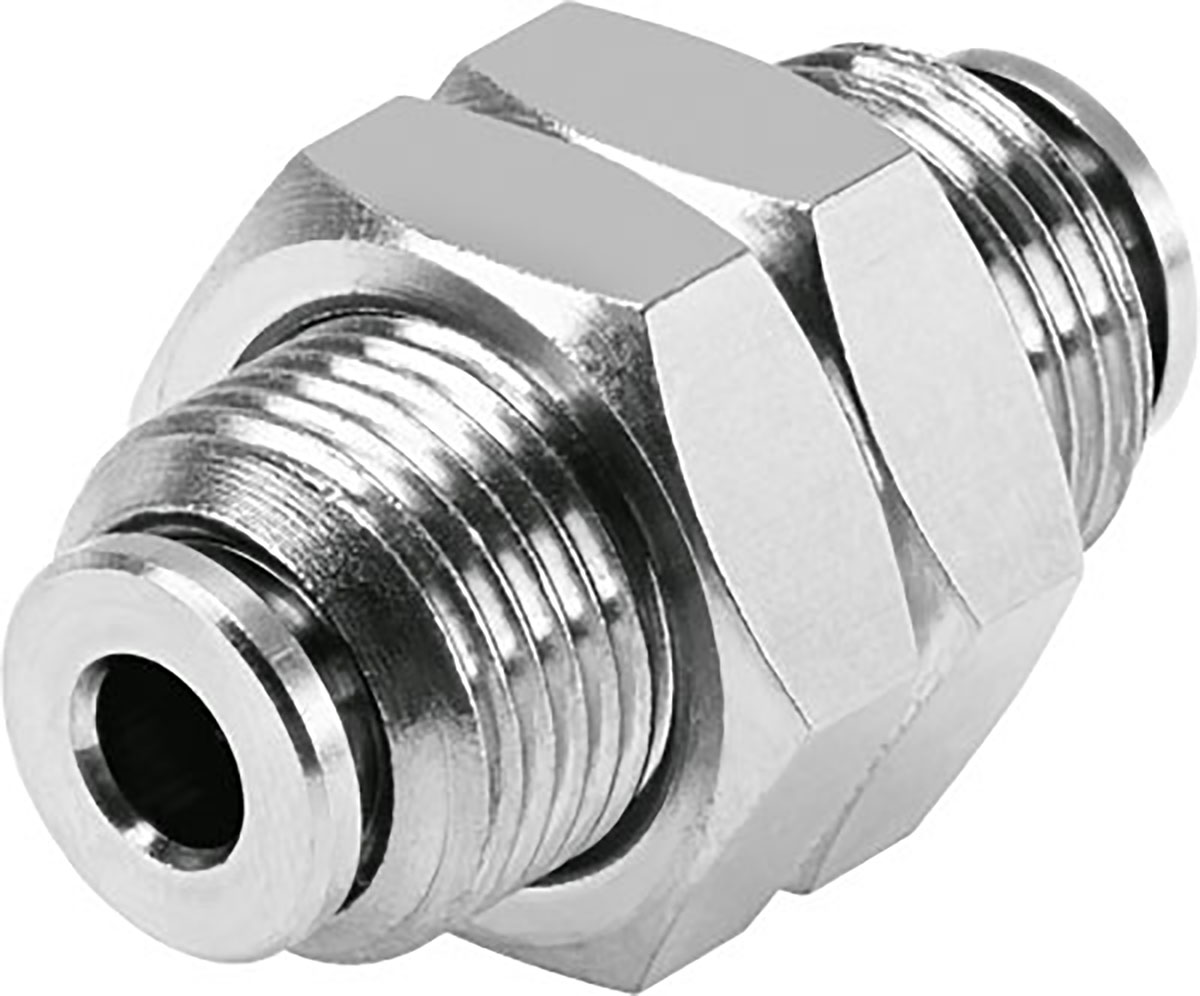 Festo Bulkhead Tube-to-Tube Adaptor, Push In 4 mm to Push In 4 mm, Tube-to-Tube Connection Style, 578299