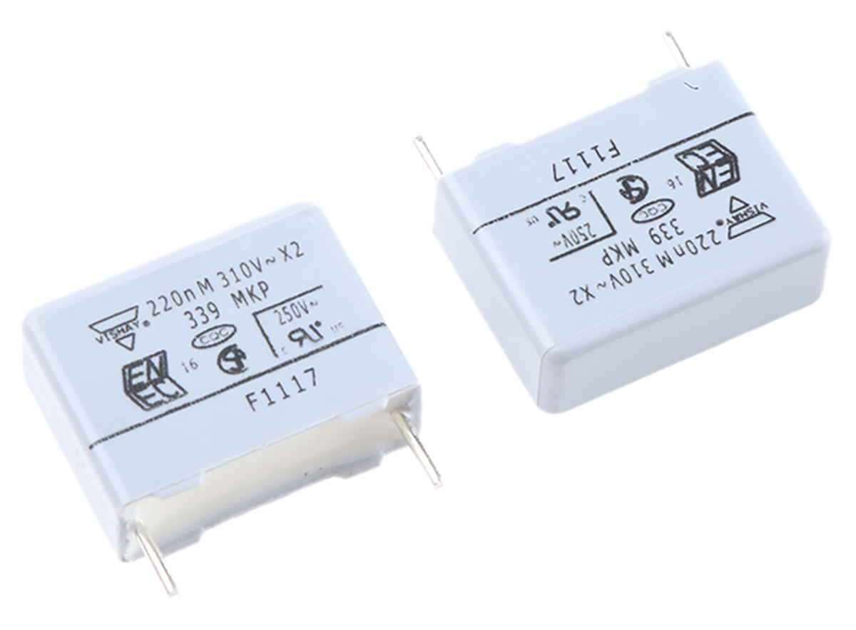 Vishay MKP 339 Polypropylene Film Capacitor, 310V ac, ±20%, 220nF, Through Hole