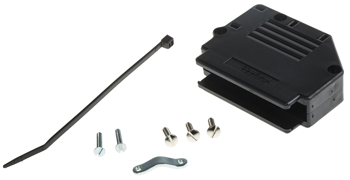 Amphenol Communications Solutions 863093C Series Thermoplastic Angled, Straight D Sub Backshell, 37 Way, Strain Relief