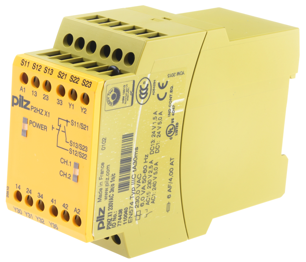 Pilz PNOZ X P2HZ X1 1 Auxiliary Contacts Safety Relay 230V ac, Dual-Channel 3 Safety Contacts