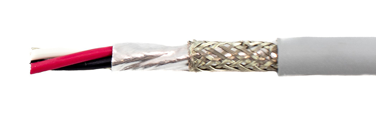 Alpha Wire Ecogen Ecocable Mini Control Cable, 3 Cores, 0.24 mm² 24 AWG, Screened, 30 m, Grey Modified Polyphenylene