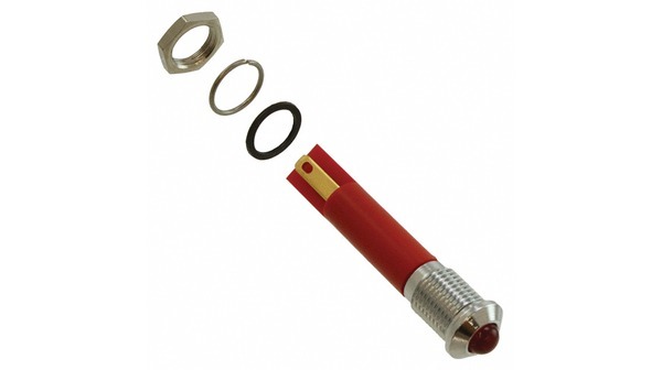 APEM Q8 Series Red Panel Mount Indicator, 12V dc, 8mm Mounting Hole Size, Faston, Solder Lug Termination, IP67