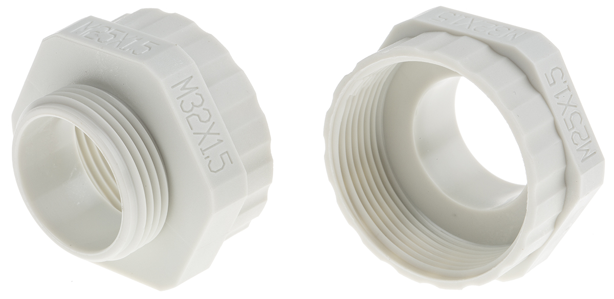 RS PRO Cable Gland Adaptor, M25 Exterior Thread, M32 Interior Thread, Nylon 66