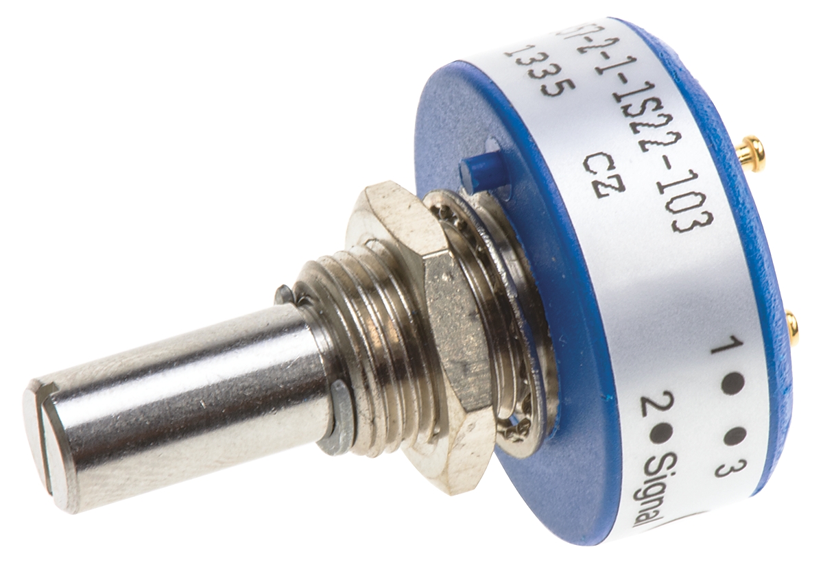 Vishay 357 10kΩ Rotary Potentiometer 1-Gang Panel Mount, 357B2103MAB251S22