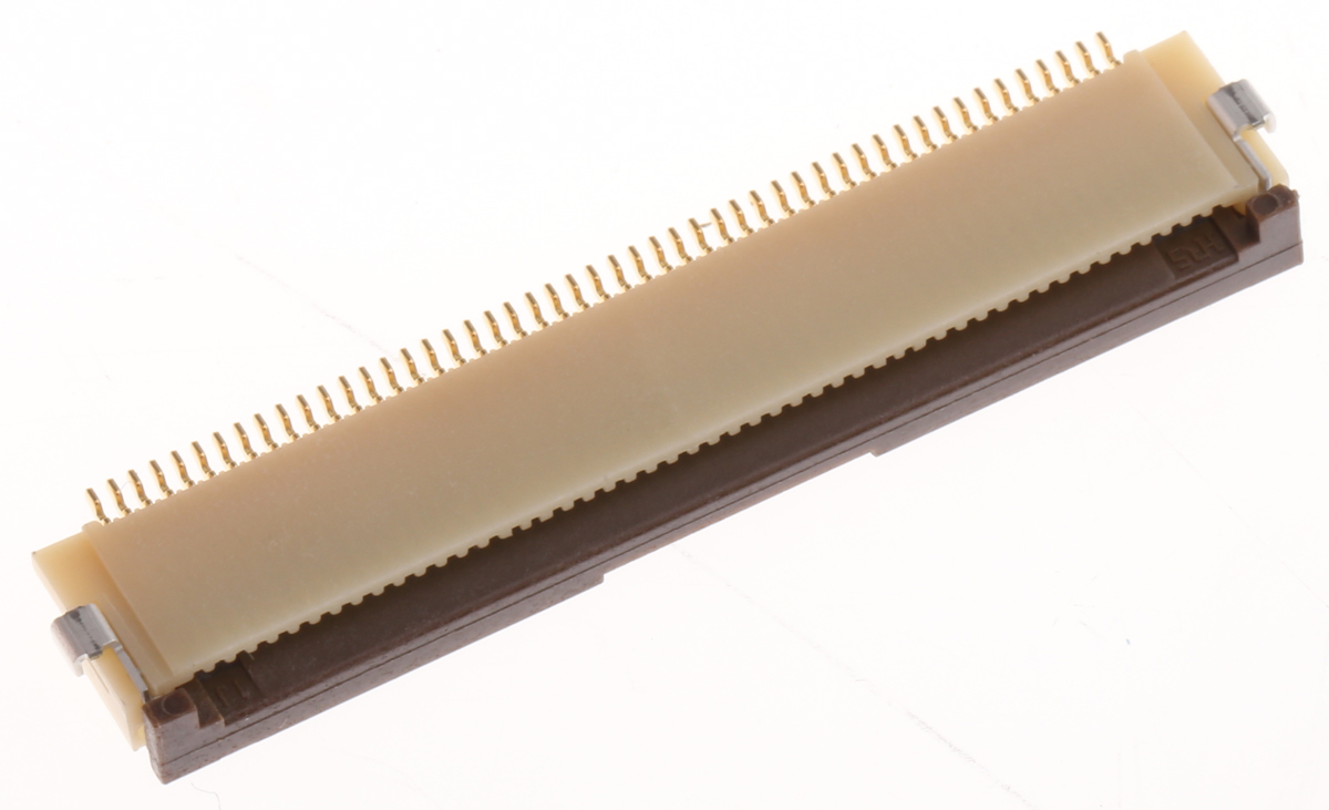 Hirose, FH12 0.5mm Pitch 50 Way Right Angle Female FPC Connector, ZIF Bottom Contact