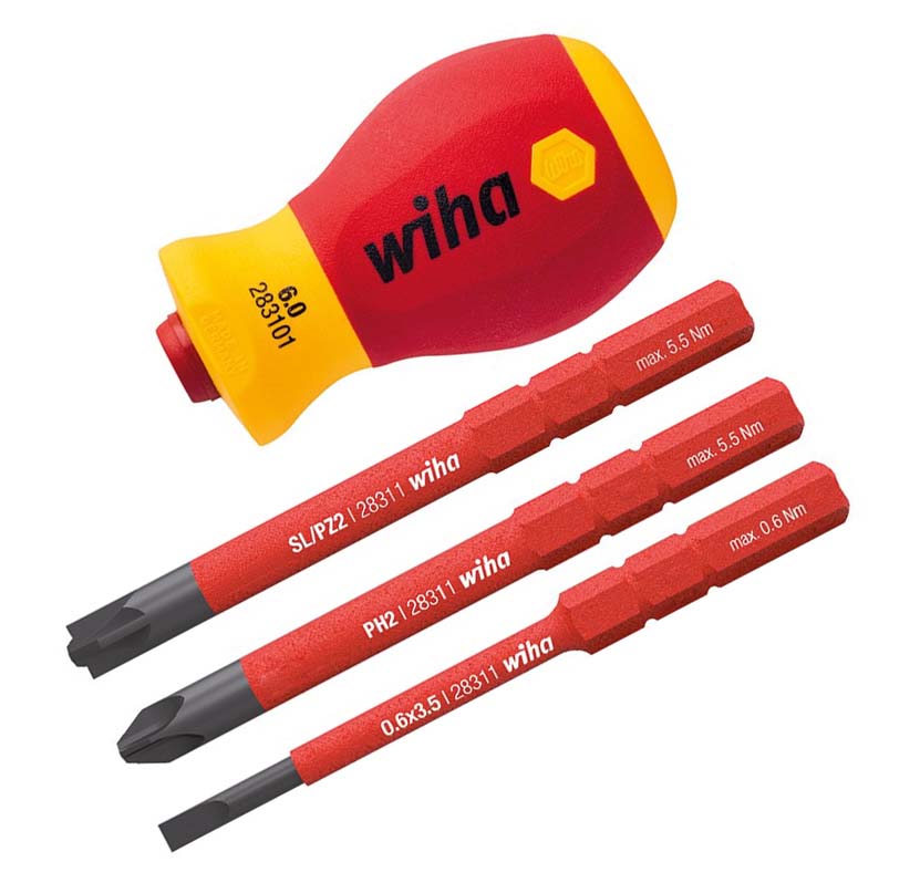 Wiha Driver Bit Set 4 Pieces, Phillips, Pozidriv, Slotted