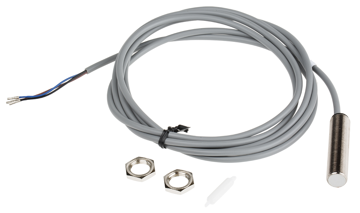 RS PRO Capacitive Threaded Barrel Proximity Sensor, M12, 4 mm Detection, PNP NC, 10 → 30 V dc