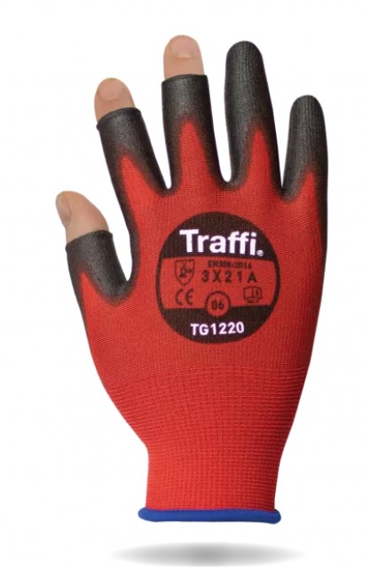 Traffi TG1220 Red Nylon Polyethylene Cut Resistant Gloves, Size 6