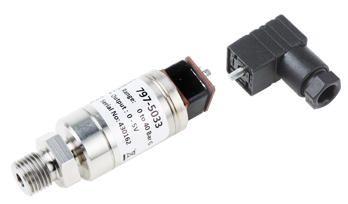 RS PRO Pressure Sensor, 0bar Min, 40bar Max, Voltage Output, Relative Reading