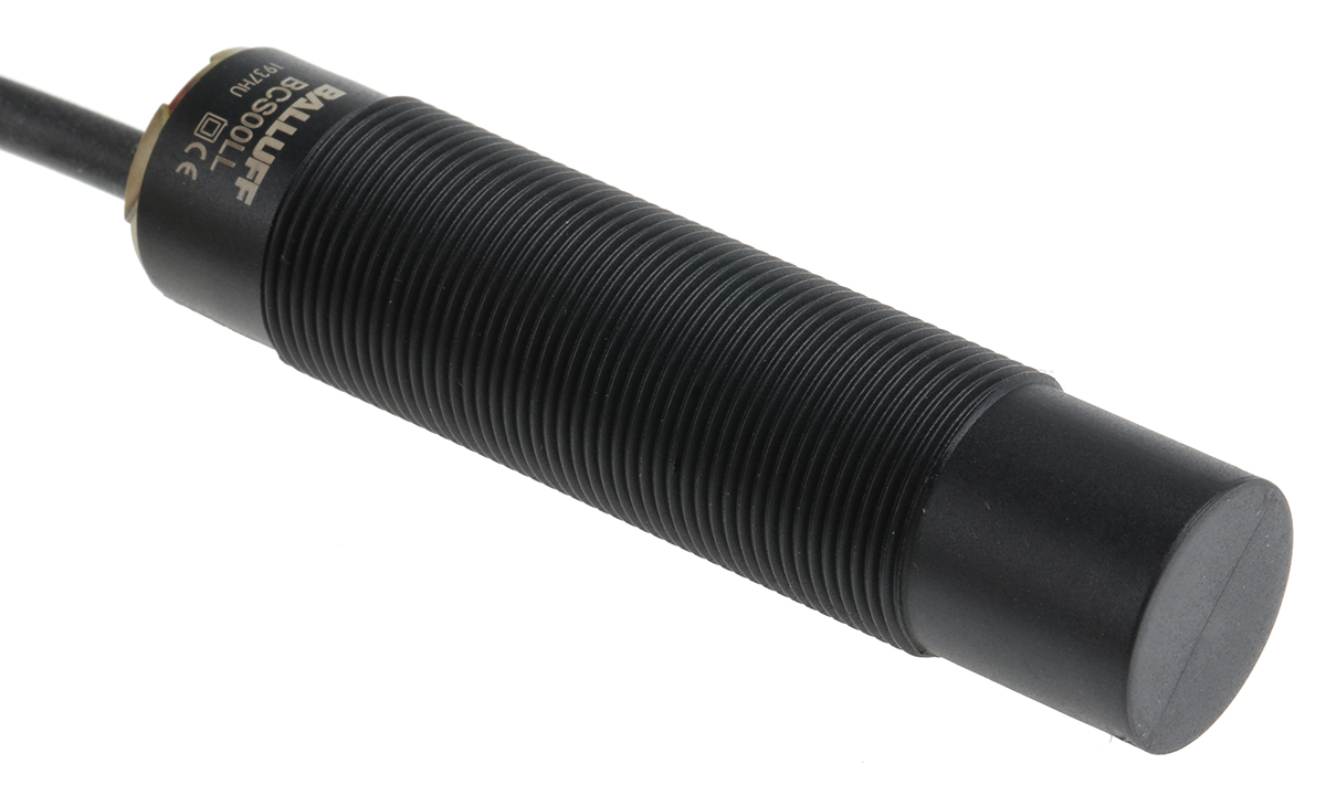 BALLUFF Capacitive Threaded Barrel Proximity Sensor, M18, 15 mm Detection, PNP NO, 10 → 30 V dc