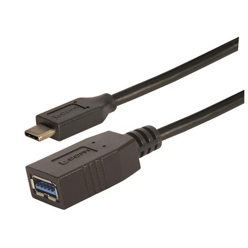 L-Com USB 3.0, Male USB to Female USB C, 1m