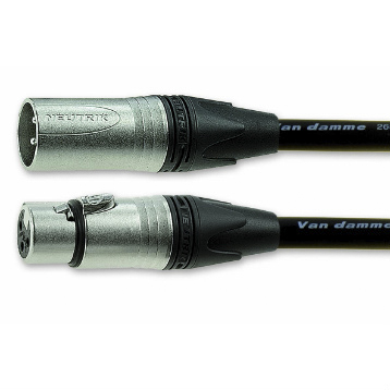 Van Damme Male 3 Pin XLR to Female 3 Pin XLR  Cable, Black, 5m
