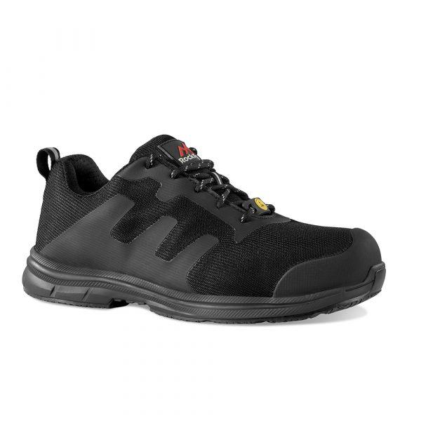 Rockfall Black Toe Capped Safety Shoes, UK 8, EU 42