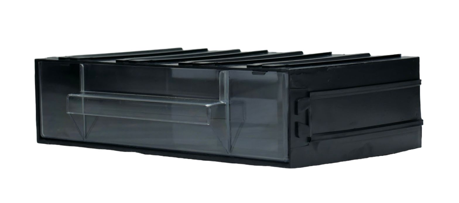 RS PRO 1 Drawer Unit, Polystyrene, 225mm x 56mm x 133mm, Black, Transparent