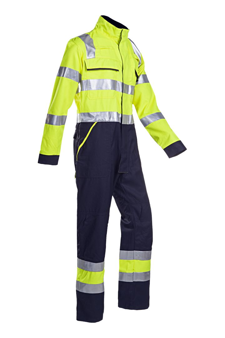 Sioen Uk Navy/Yellow Reusable Hi Vis Overalls, 52R