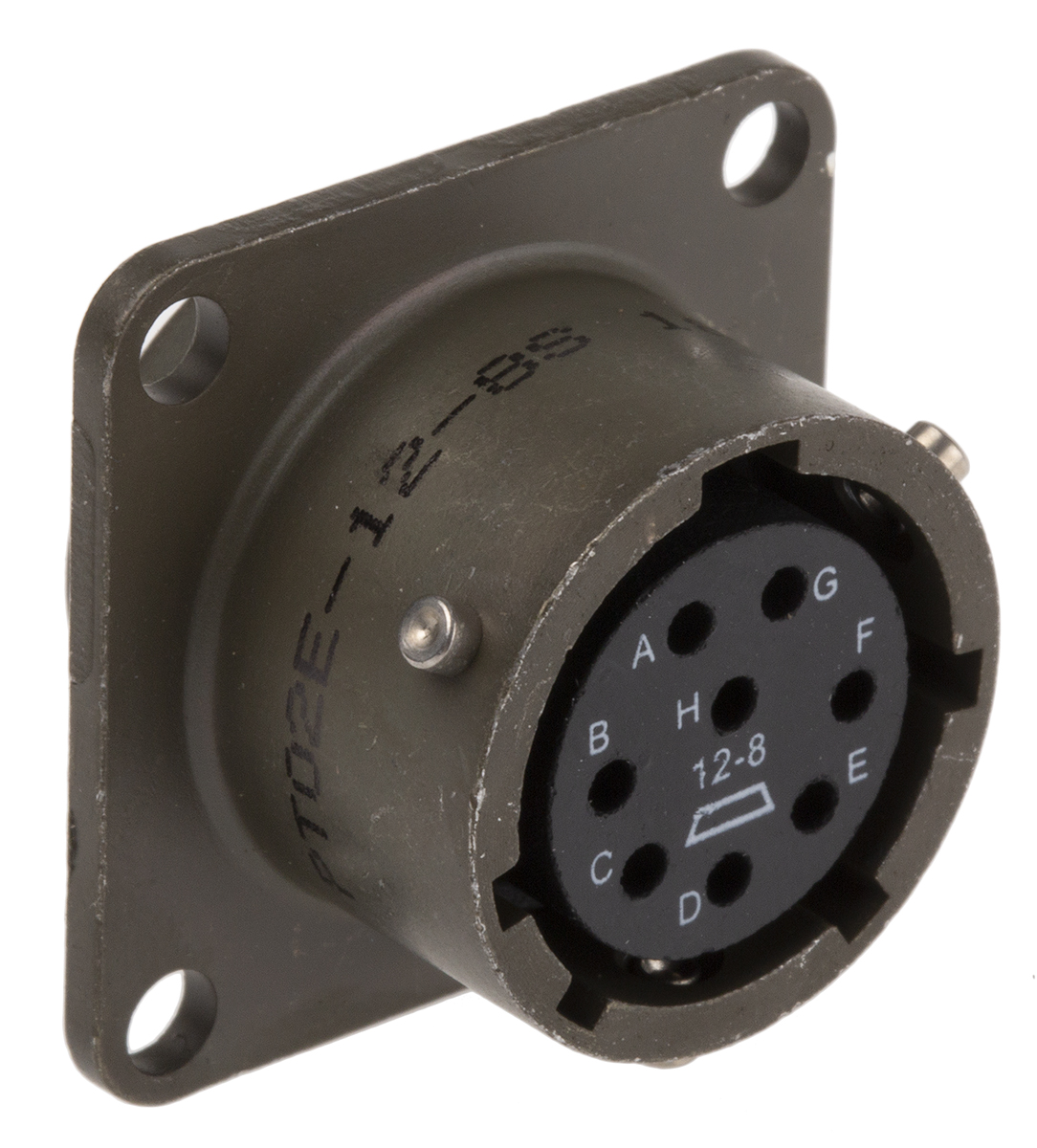 Amphenol Socapex, PT, Copper Alloy 8 Way Panel Mount MIL Spec Circular Connector ReceptacleGreen, Socket Contacts,Shell