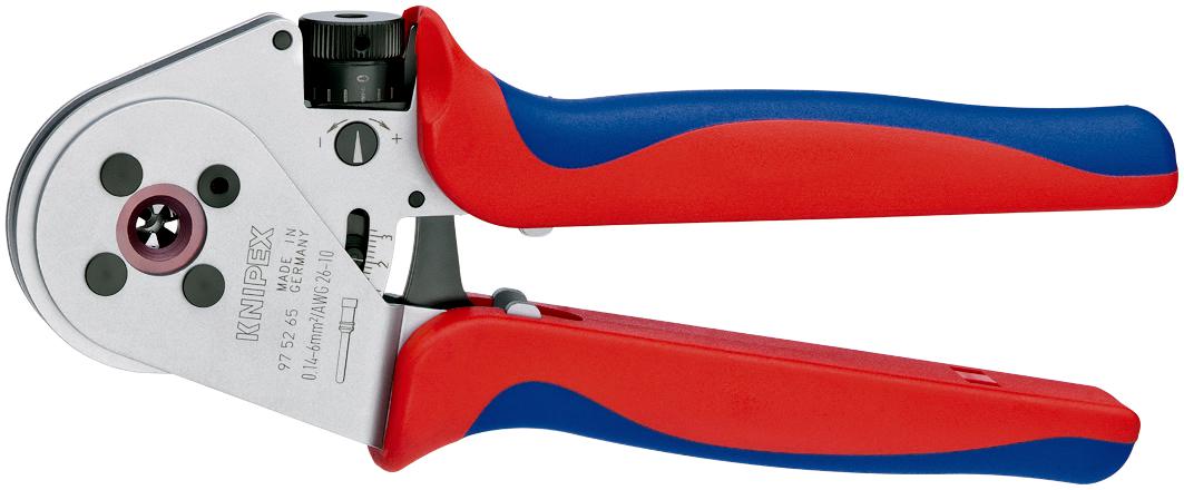 Knipex 97 Hand Ratcheting Four-Mandrel Crimping Pliers for Turned Contacts, 0,14 → 6mm² Wire
