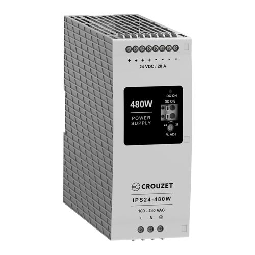 Crouzet 89452 Linear DIN Rail Power Supply, 90 → 264V ac ac Input, 24V dc dc Output, 20A Output, 480W