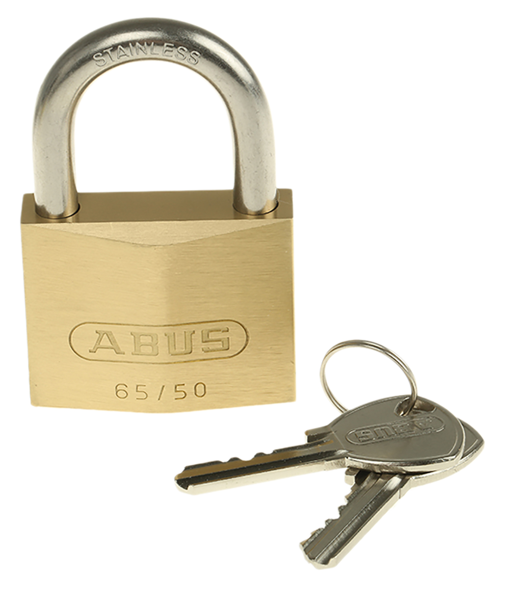 ABUS Key Weatherproof Brass, Stainless Steel Weatherproof Padlock, Keyed Alike, 8mm Shackle, 50mm Body