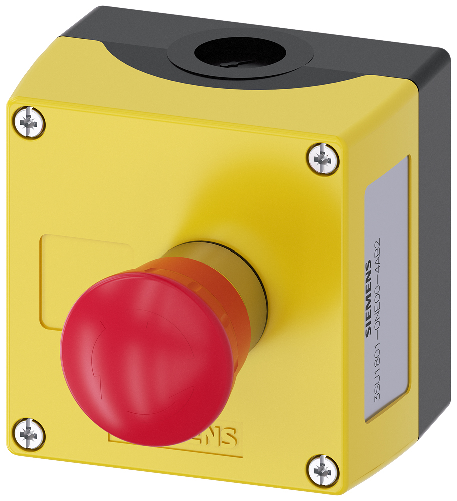 Siemens SIRIUS ACT 3SU18 Series Twist Release Emergency Stop Push Button, Surface Mount, 1NO + 2NC, IP66, IP67, IP69