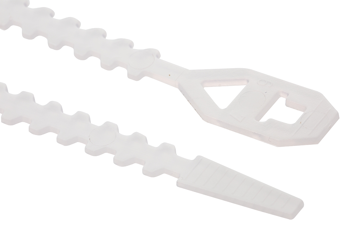 Essentra Cable Tie, Releasable, 99mm x 6.4 mm, Natural PP, Pk-100