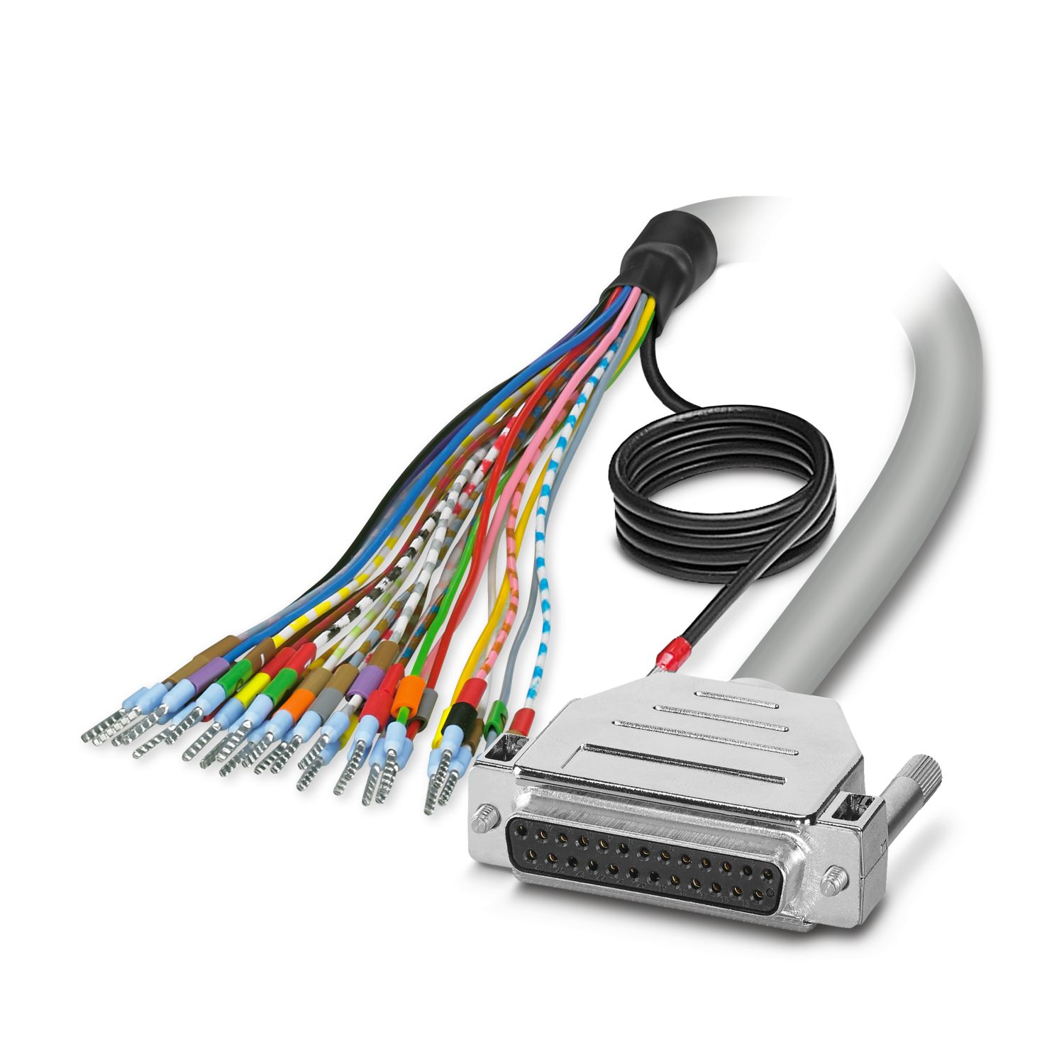 Phoenix Contact Female 25 Pin D-sub Unterminated Cable, 1.5m PVC, 5M, 25/S/1, CABLE-D-25SUB/F/OE/0 Series