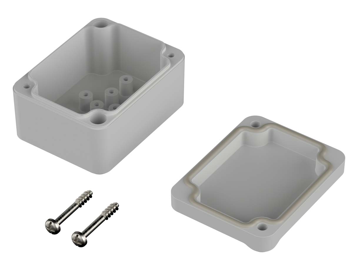 Bopla Euromas II Series Light Grey Polycarbonate Enclosure, IP65, Light Grey Lid, 65 x 50 x 37mm