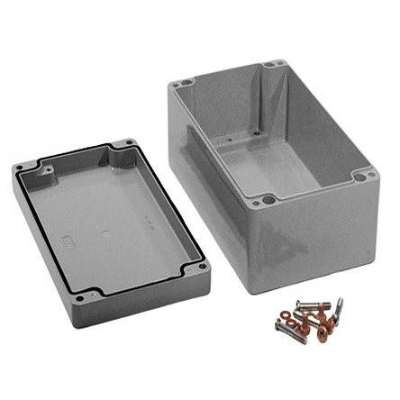 Hammond 1590Z Series Grey Die Cast Aluminium Alloy Enclosure, IP68, Flanged, Grey Lid, 260 x 160 x 90mm