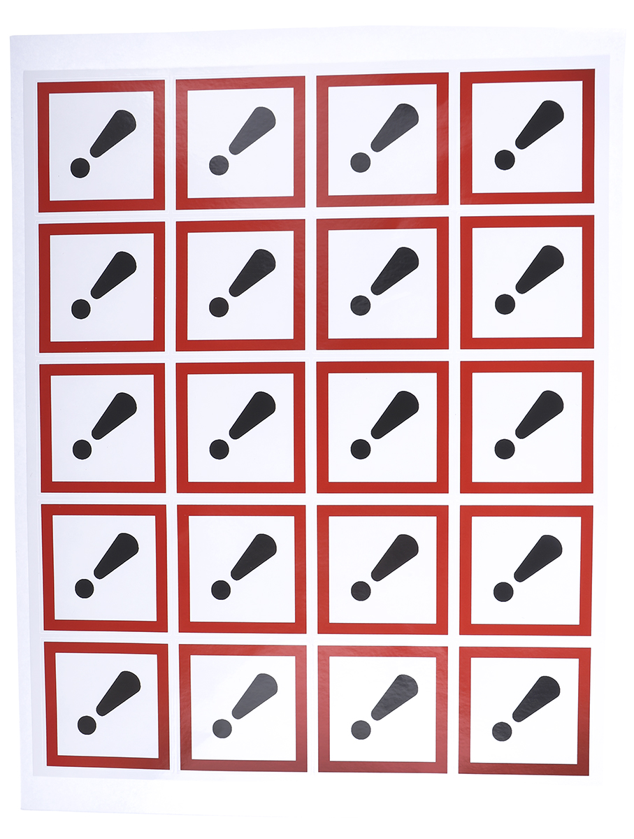 RS PRO Black, Red, White Gloss Polymeric Vinyl Safety Labels 40 mm x 40mm