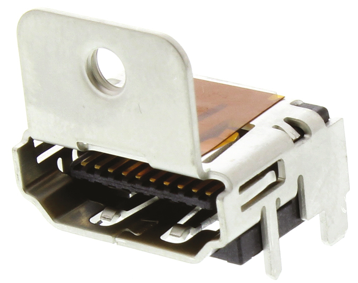 TE Connectivity Type A 19 Way Female Right Angle HDMI Connector