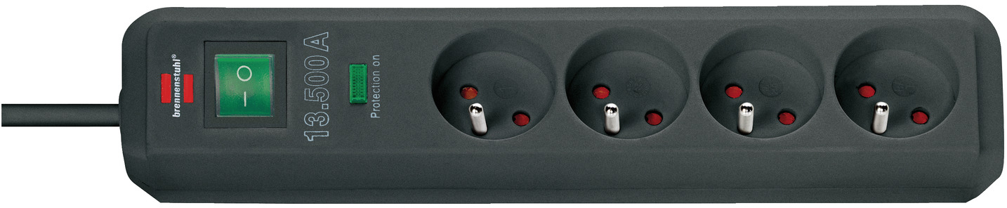 brennenstuhl Type E - French 4 Gang Distribution Unit, 1.4m Cable, No, 16A, 230 V, No, Surge Protected