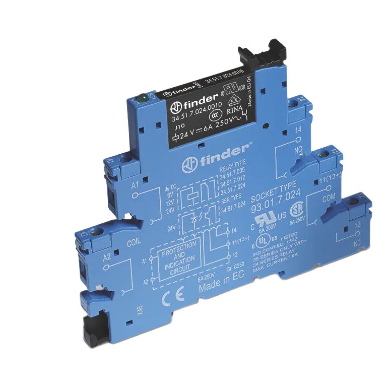 Finder 38.51 Series Electromechanical Interface Relay, DIN Rail Mount, 48V Coil, SPDT, 1-Pole, 6A Load