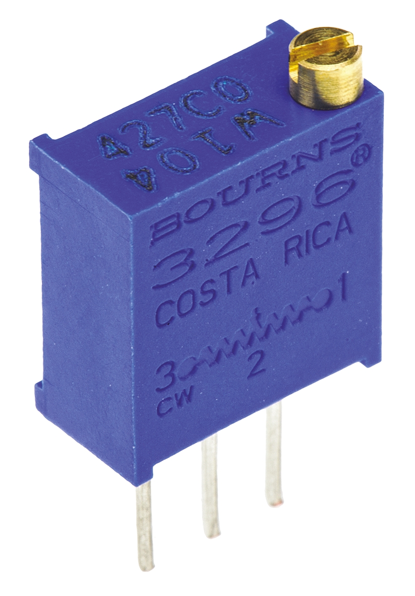 100kΩ, Through Hole Trimmer Potentiometer 0.5W Top Adjust Bourns, 3296