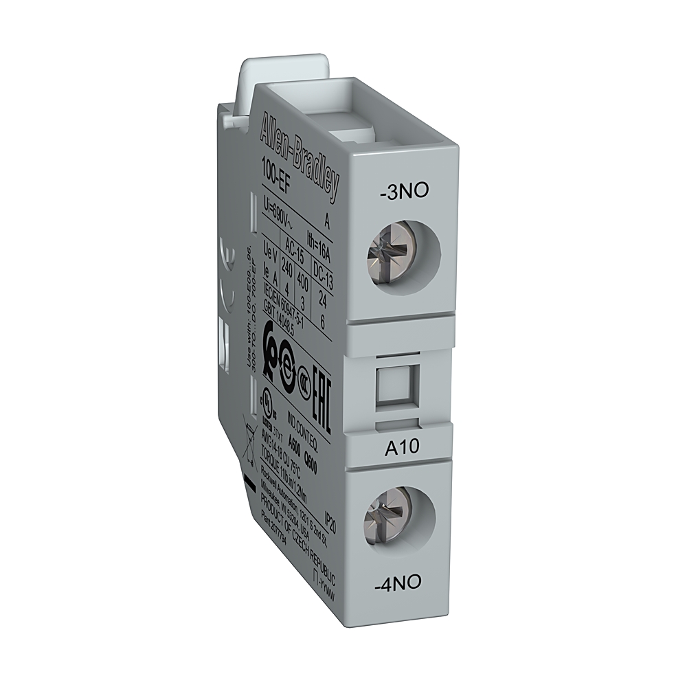 Allen Bradley Auxiliary Contact Block, 1 Contact, 1NO, Front Mounting, 100-EFA10 100-E Contactors