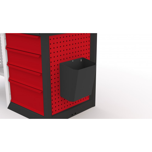 SAM Steel Storage Bin, Black, Red