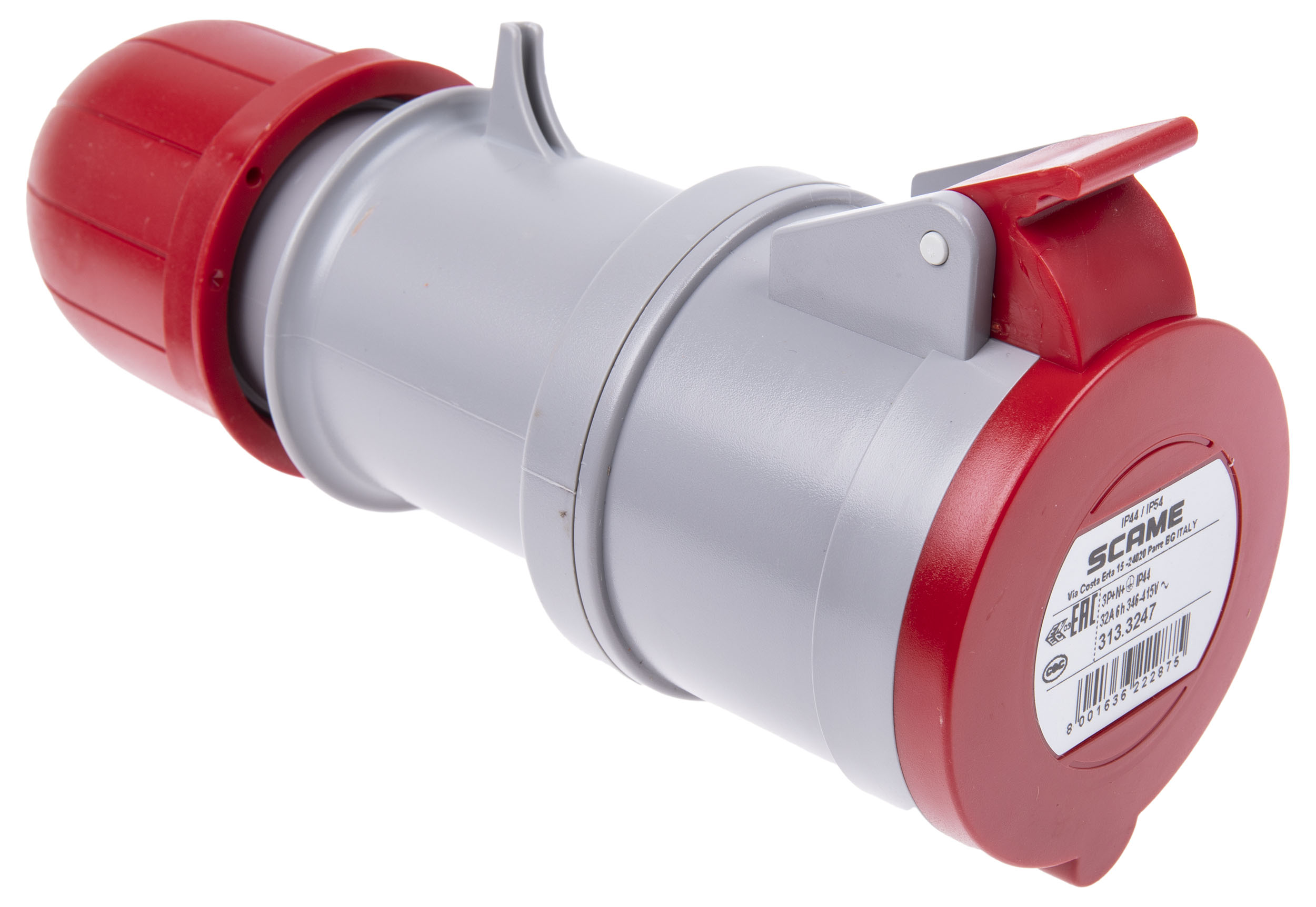 Scame IP44 Red Cable Mount 3P + N + E Industrial Power Socket, Rated At 32A, 415 V