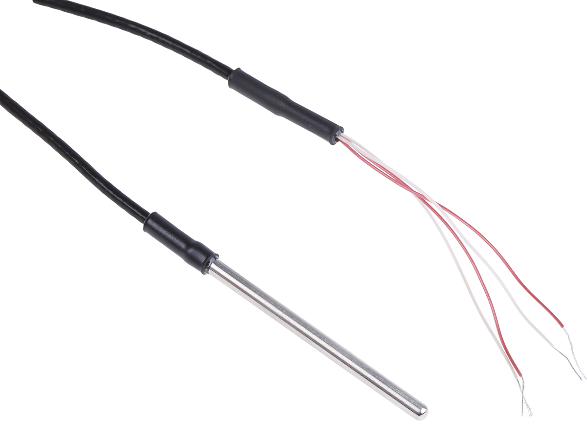 RS PRO PT100 RTD Sensor, 3mm Dia, 50mm Long, 4 Wire, Probe, Class B +250°C Max