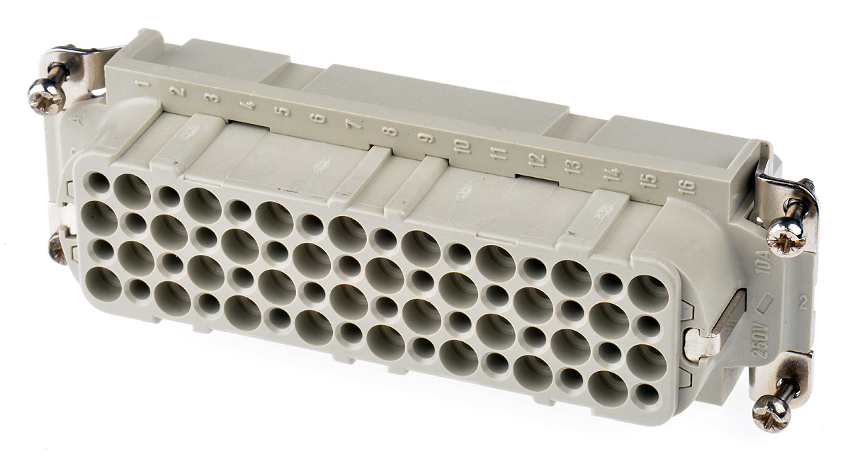EPIC Heavy Duty Power Connector Insert, 10A, Female, H-D Series, 64 Contacts