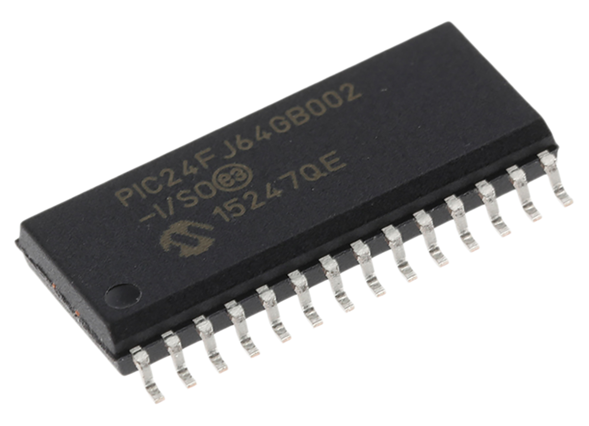 Microchip, 16 bit PIC, PIC24FJ Microcontroller, 32 MHz, 64kB FLASH, 28-Pin SOIC