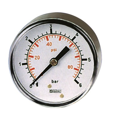 RS PRO BSP 1/8in Analogue Pressure Gauge 160psi Back Entry 40mm Outside Diameter