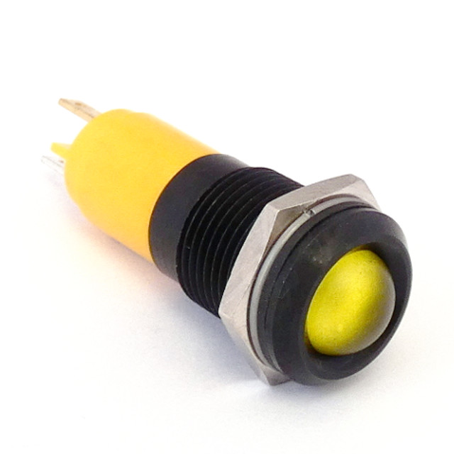 CML Innovative Technologies 1921X Series Yellow Panel Mount Indicator, 24V c.c., 14mm Mounting Hole Size, Solder Tab