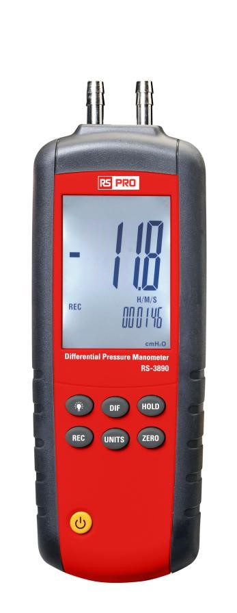 RS PRO Differential Manometer, Max Pressure Measurement 55.4inH2O