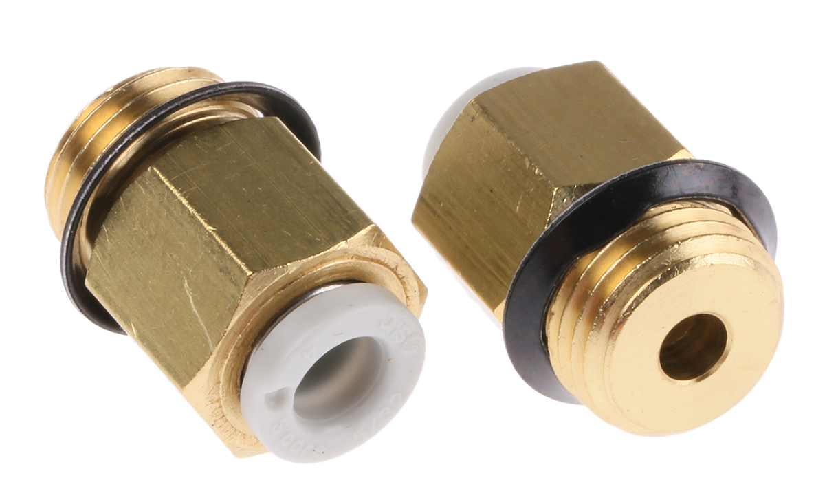 SMC KQ2 Series Straight Threaded Adaptor, Uni 1/8 Male to Push In 4 mm, Threaded-to-Tube Connection Style