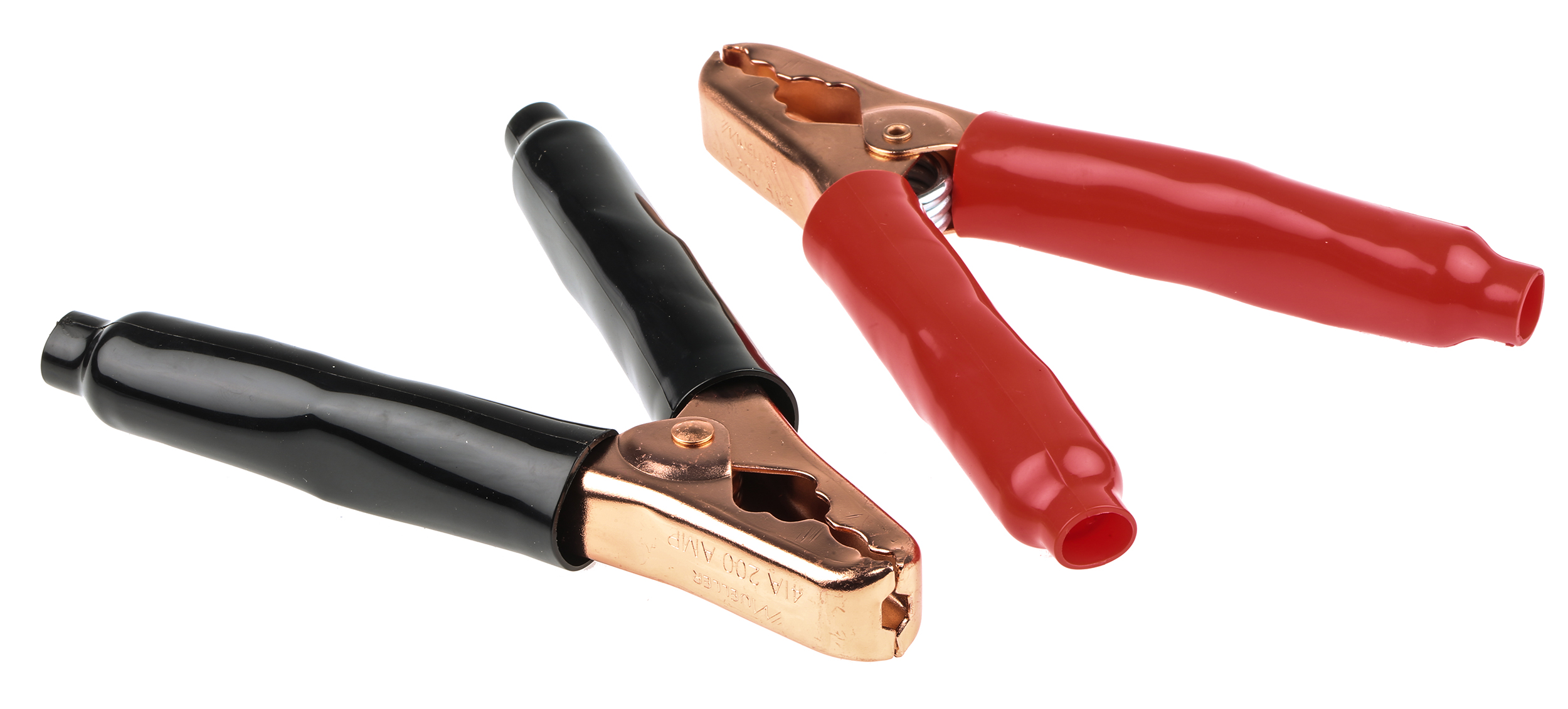 Mueller Electric Crocodile Clip, Copper-Plated Steel Contact, 200A, Black/Red