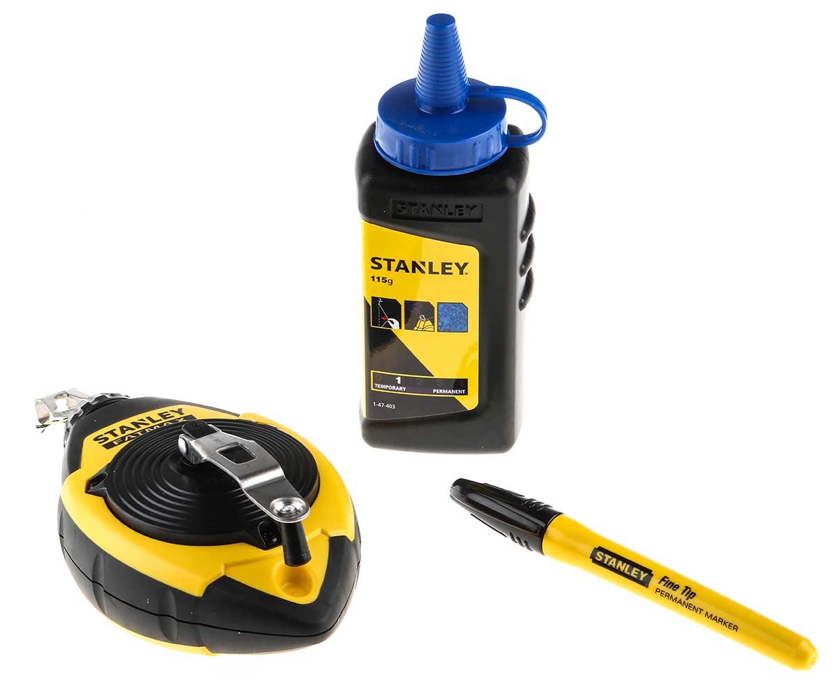 Stanley 30m Polyester Chalk Line & with blue Chalk Powder