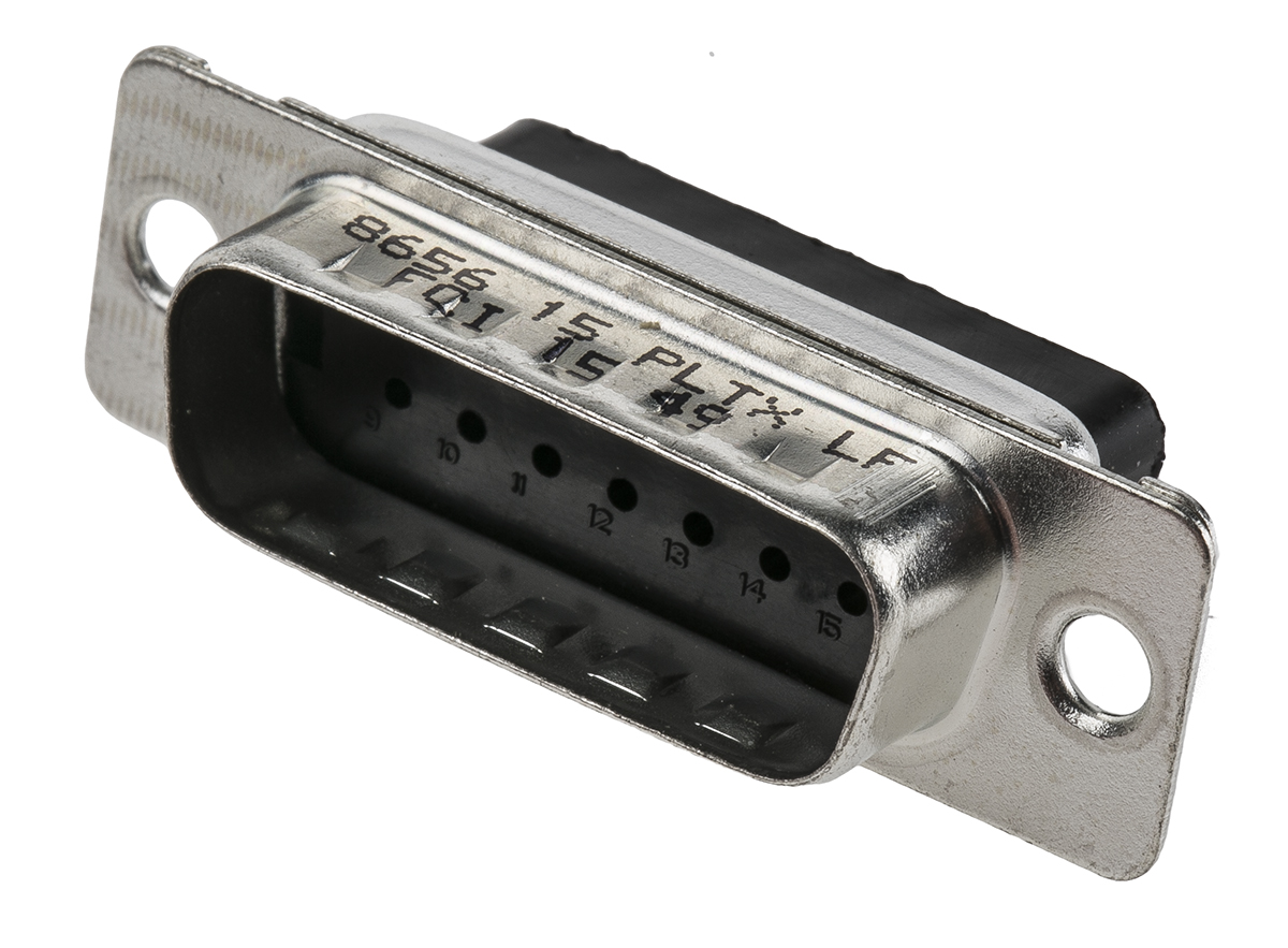 Amphenol Communications Solutions 8656 15 Way Cable Mount D-sub Connector Plug, 2.74mm Pitch