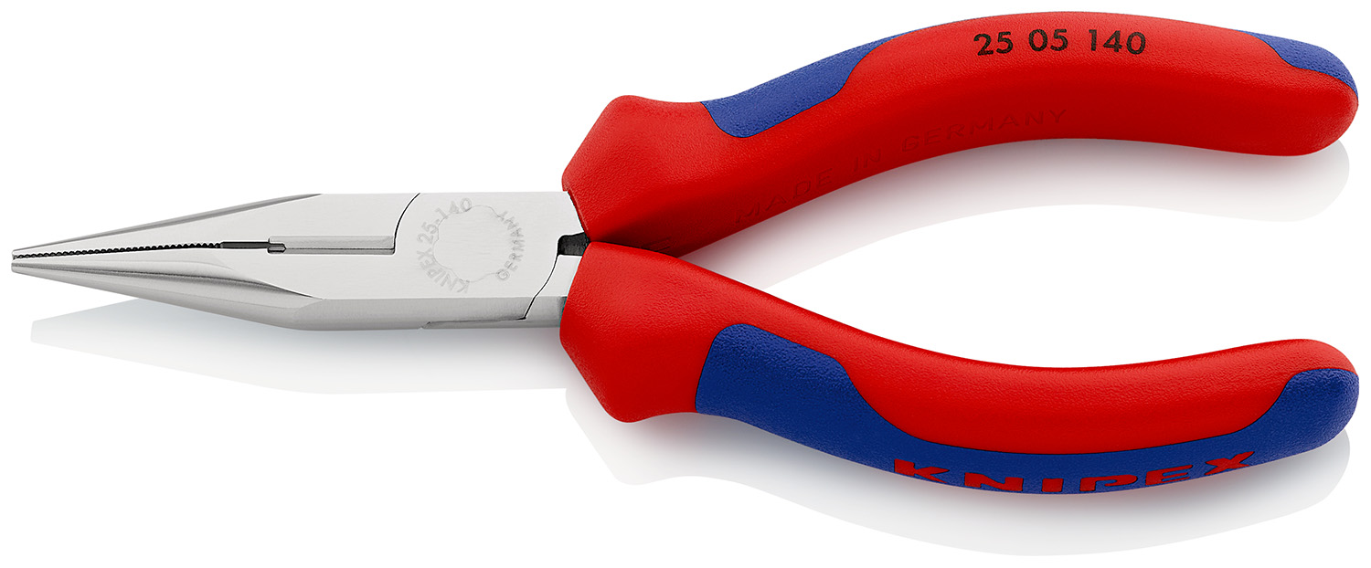Knipex Long Nose Pliers, 140 mm Overall, Straight Tip, 42mm Jaw